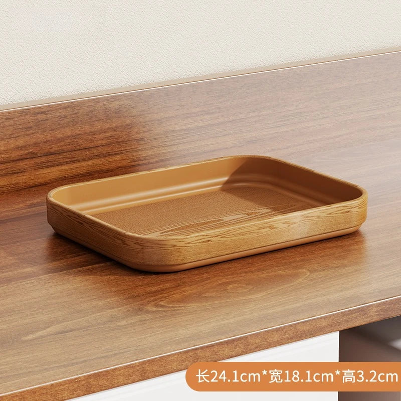 Extra-Thick Wood Grain Rectangular Serving Trays - Multi-Purpose Plates for Home Kitchen, Restaurant & Commercial Catering Use