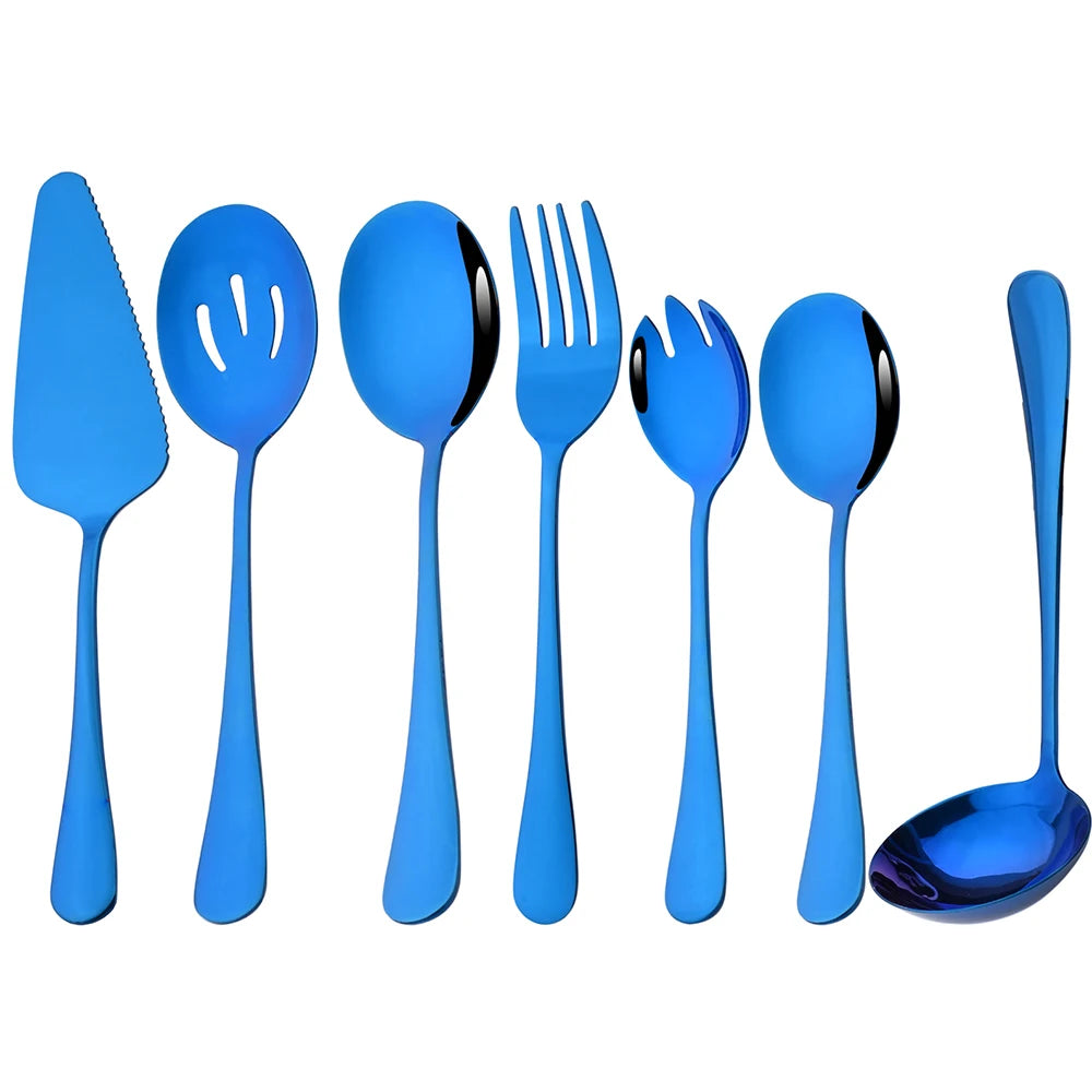 5-Piece Stainless Steel Serving Utensil Set | Buffet Flatware | 7 Colors