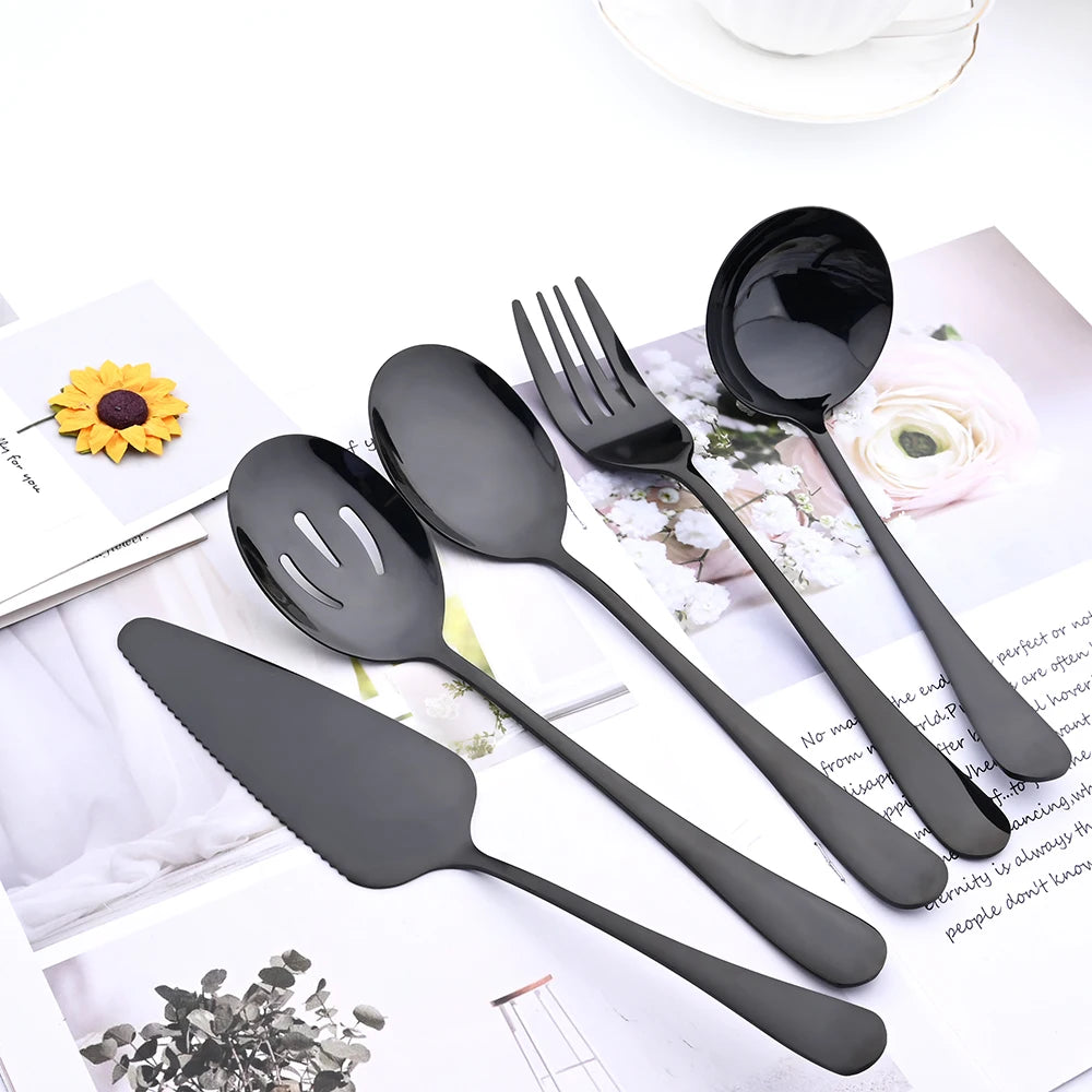 5-Piece Stainless Steel Serving Utensil Set | Buffet Flatware | 7 Colors