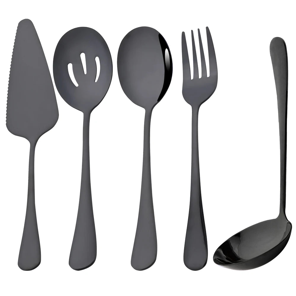 5-Piece Stainless Steel Serving Utensil Set | Buffet Flatware | 7 Colors