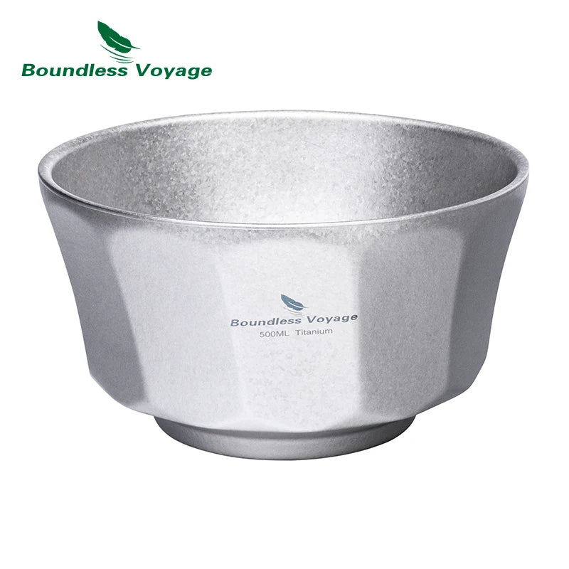Boundless Voyage Double-layer Titanium Bowl Outdoor Camping Picnic Lightweight Rice Soup Salad Yogurt Large Deep Bowl Silver