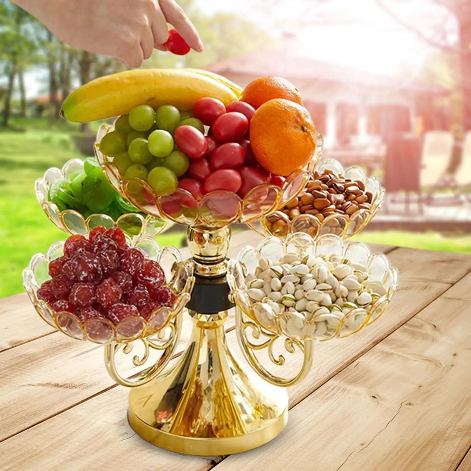 Rotating 5-Compartment Snack & Dried Fruit Serving Tray