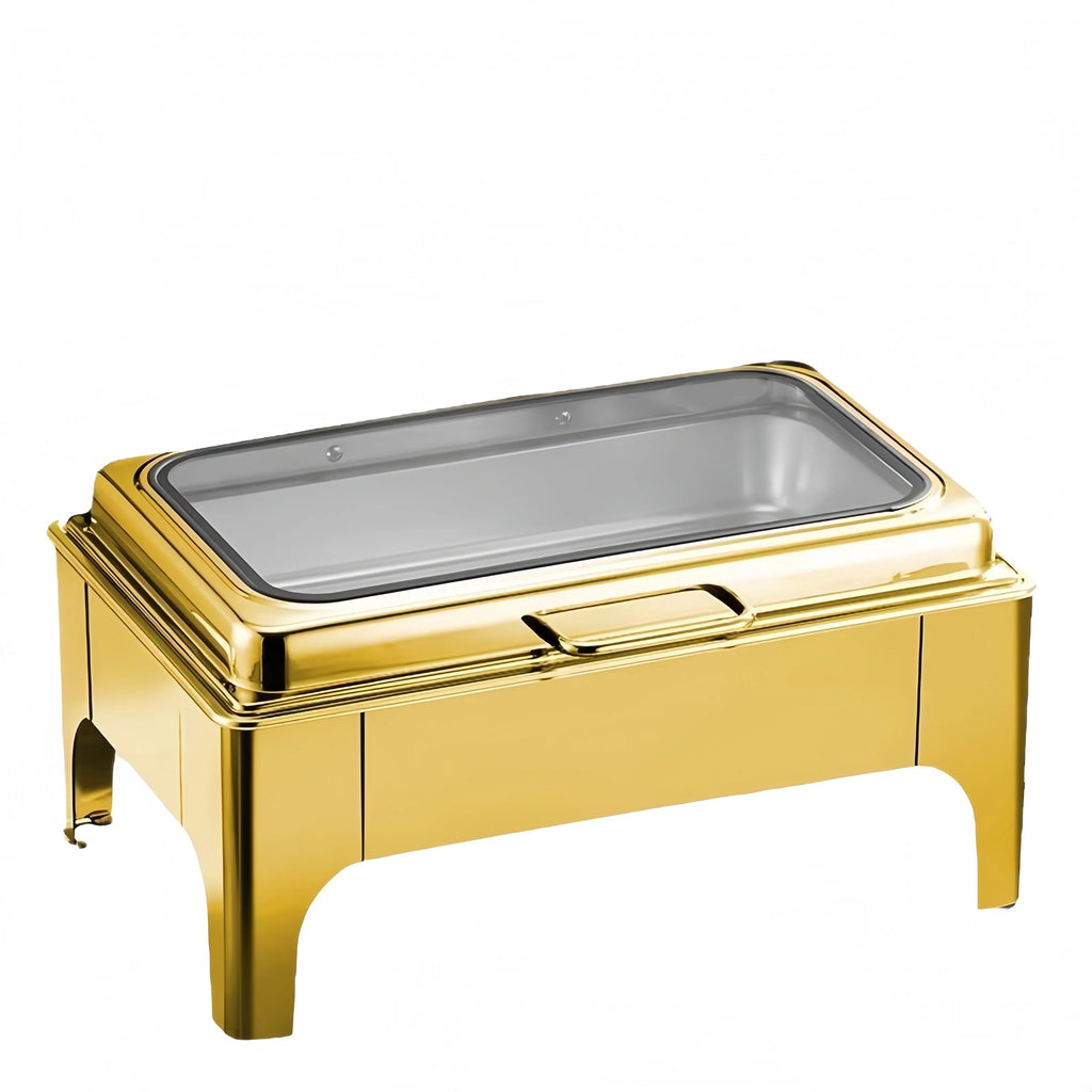 Stainless Steel  Restaurant Hotel Wedding Chafing Dish Gas Fuel Heating Buffet Server 9L Capacity Gold Color