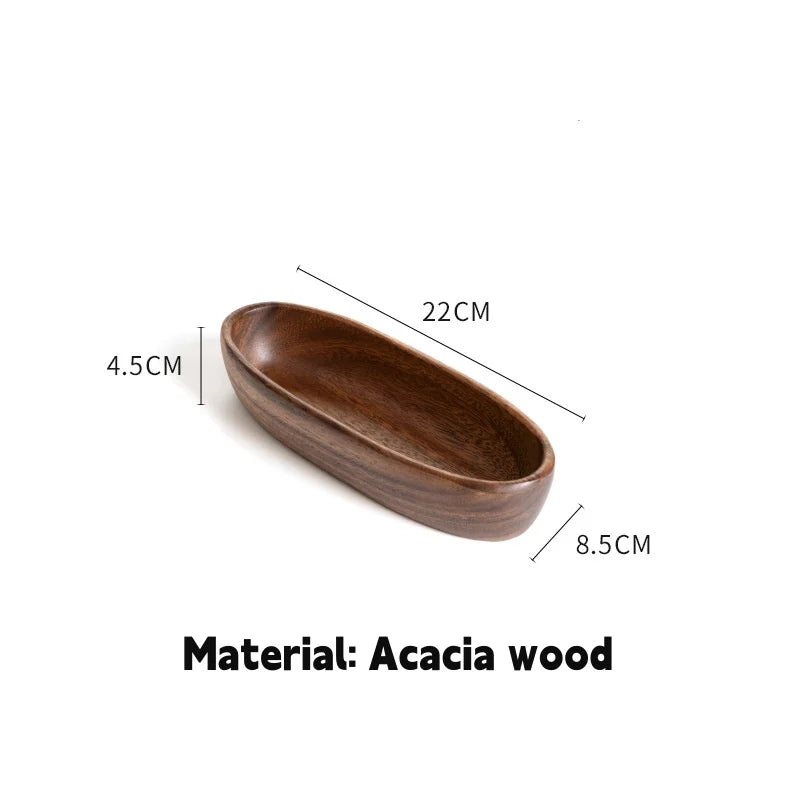 Walnut Wood Boat-Shaped Serving Bowl | Salad, Fruit & Bread Tray | 5 Sizes
