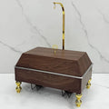 9L Rectangular Chafing Dish with Hanging Lid | Wood Grain, White & Black | Stainless Steel Buffet Warmer