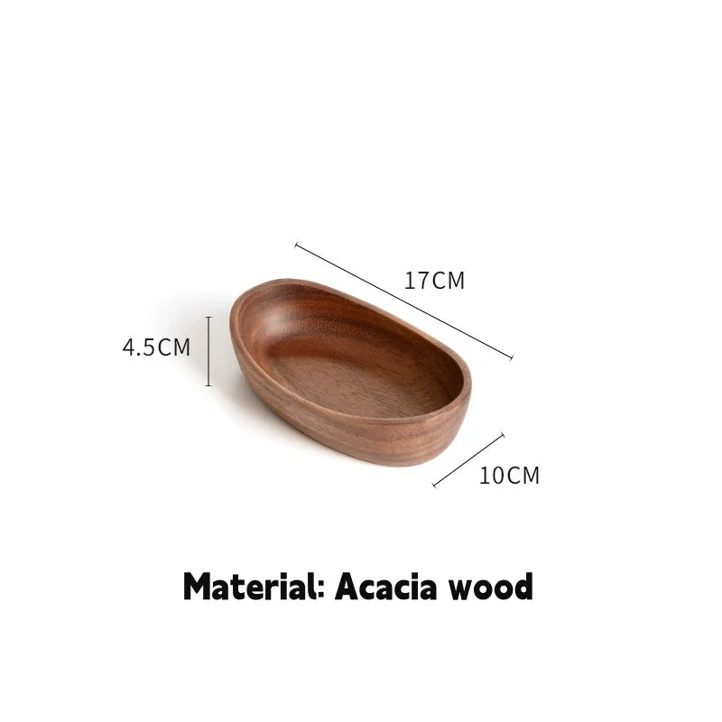 Walnut Wood Boat-Shaped Serving Bowl | Salad, Fruit & Bread Tray | 5 Sizes