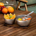 Boundless Voyage Double-layer Titanium Bowl Outdoor Camping Picnic Lightweight Rice Soup Salad Yogurt Large Deep Bowl Silver