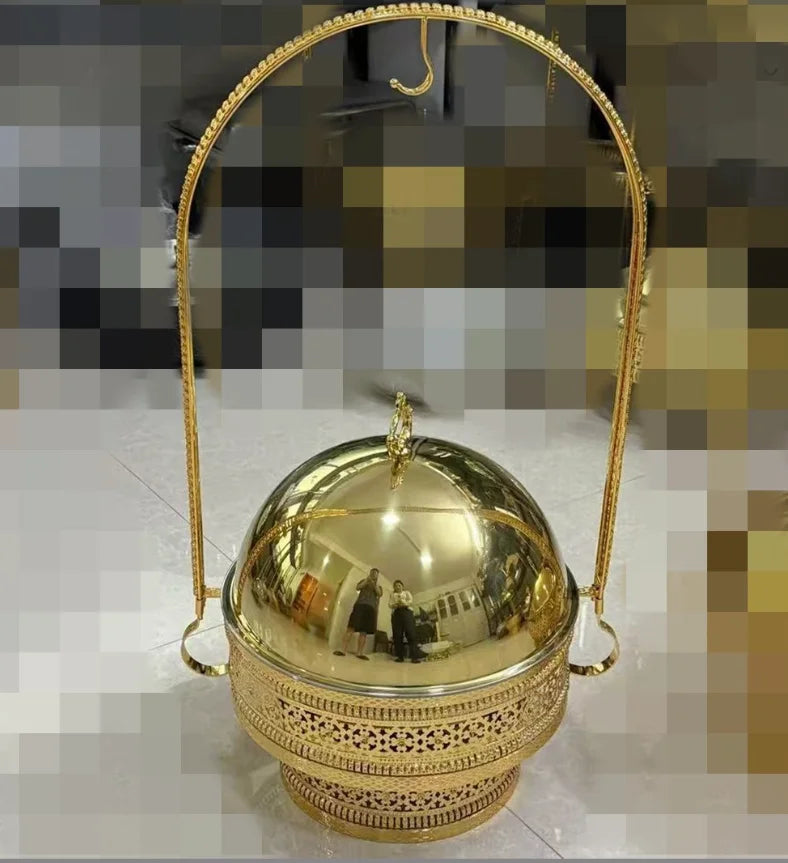 Luxury Gold Basket Round Ball Chafing Dish | 8L Stainless Steel Buffet Food Warmer