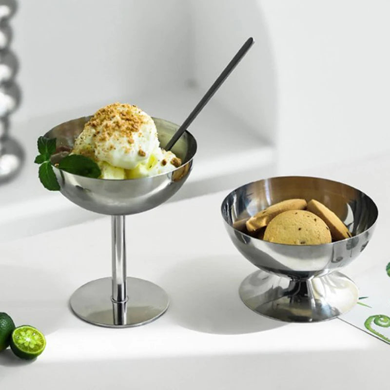 Stainless Steel Goblet Dessert Cup | Ice Cream, Salad & Snack Bowl for Restaurants & Events