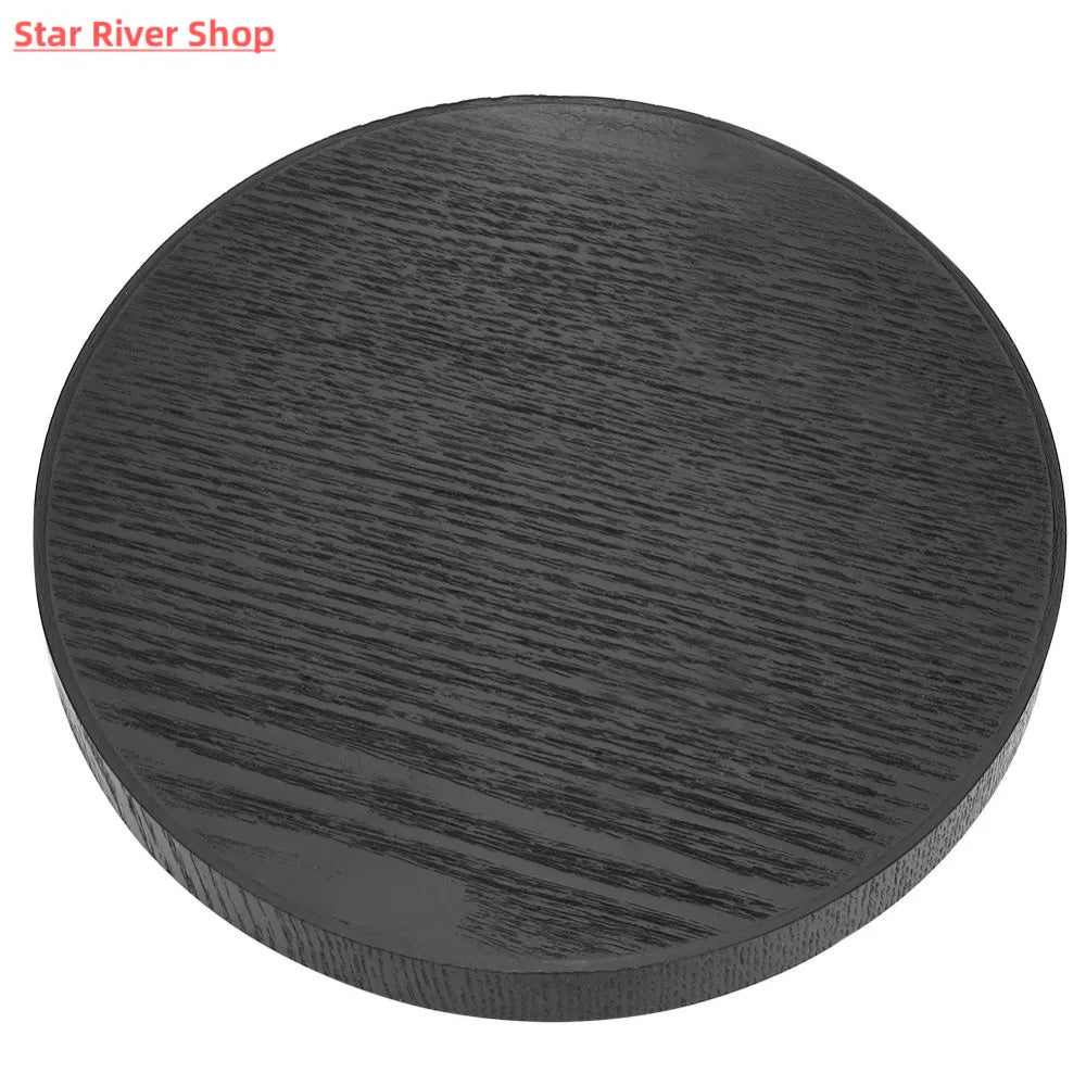 Round Solid Wood Serving Tray with Raised Edges — Dishwasher Safe
