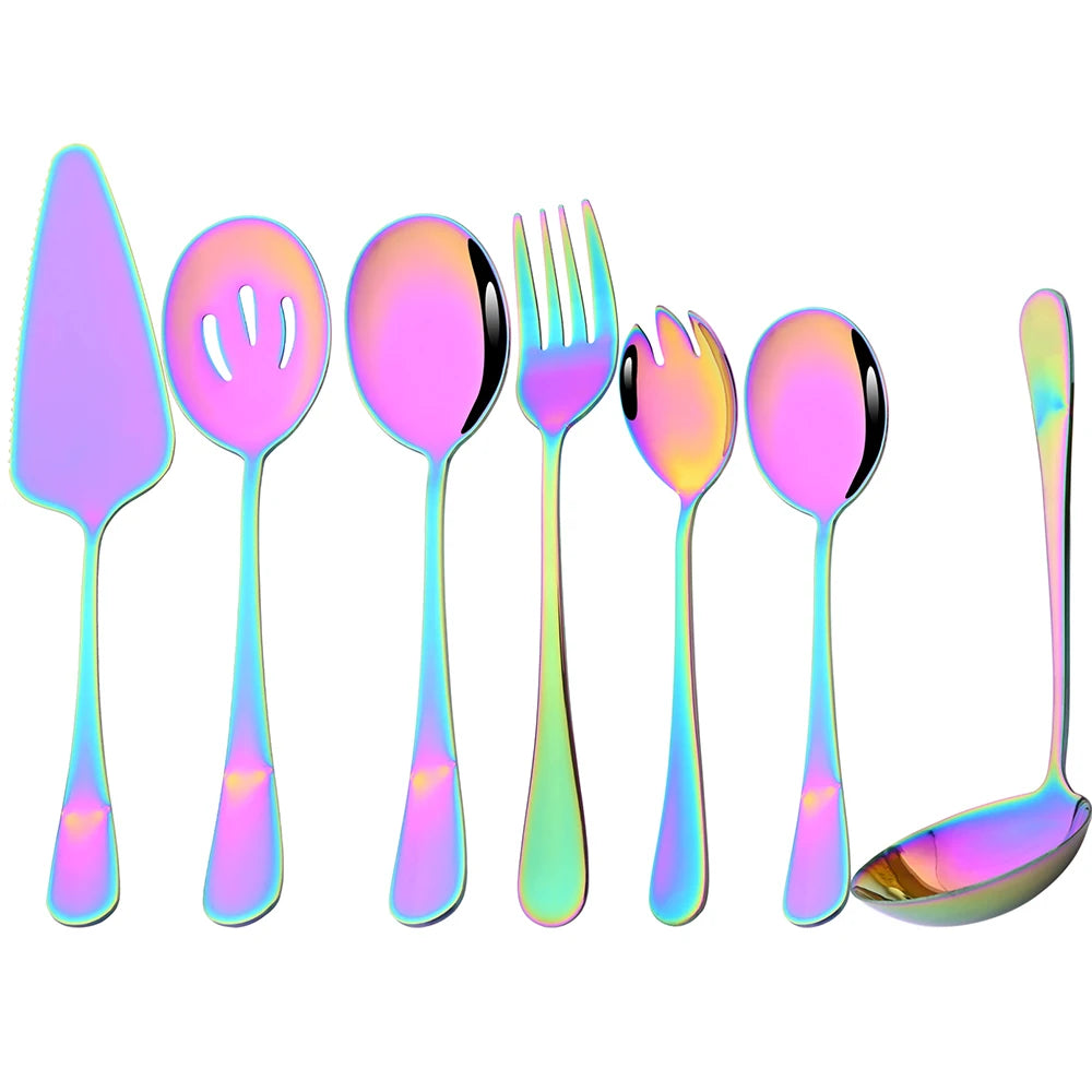 5-Piece Stainless Steel Serving Utensil Set | Buffet Flatware | 7 Colors
