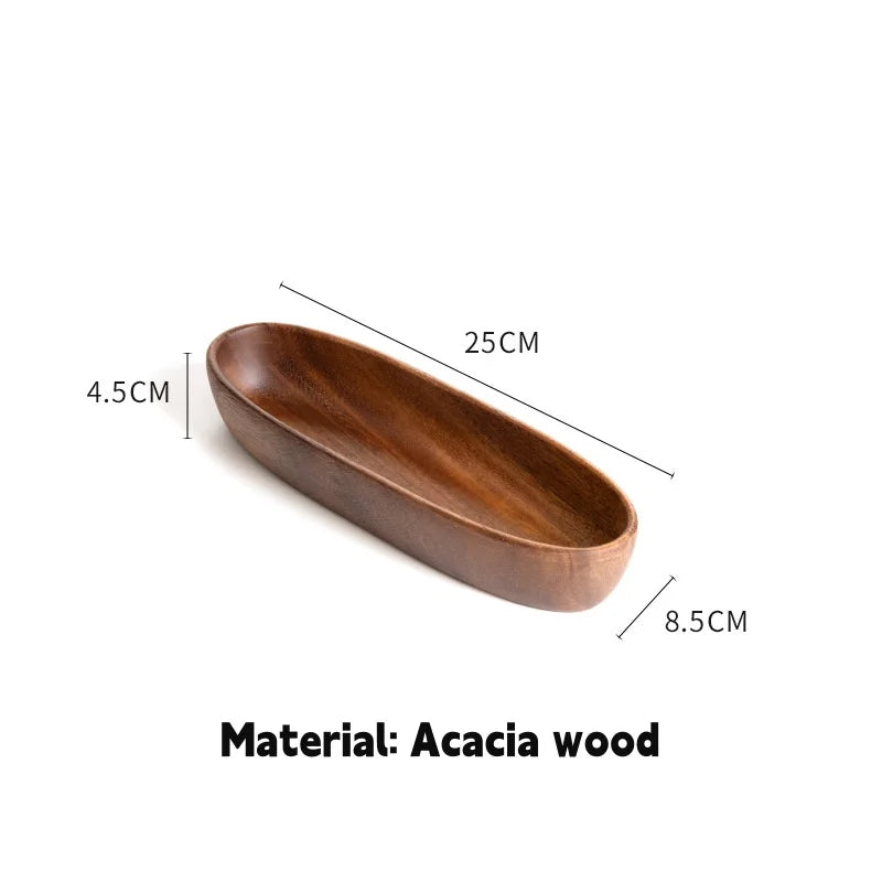 Walnut Wood Boat-Shaped Serving Bowl | Salad, Fruit & Bread Tray | 5 Sizes
