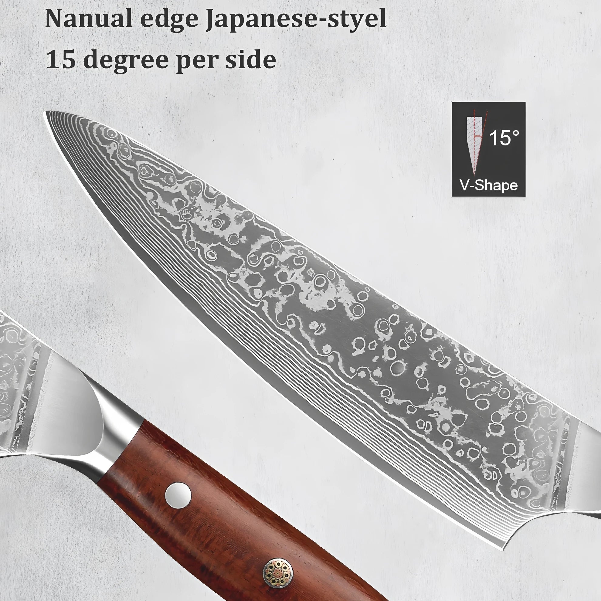 67-Layer Damascus Steel Kitchen Knife Set – Cleaver, Chef & Fruit Knives (1–4 Piece)