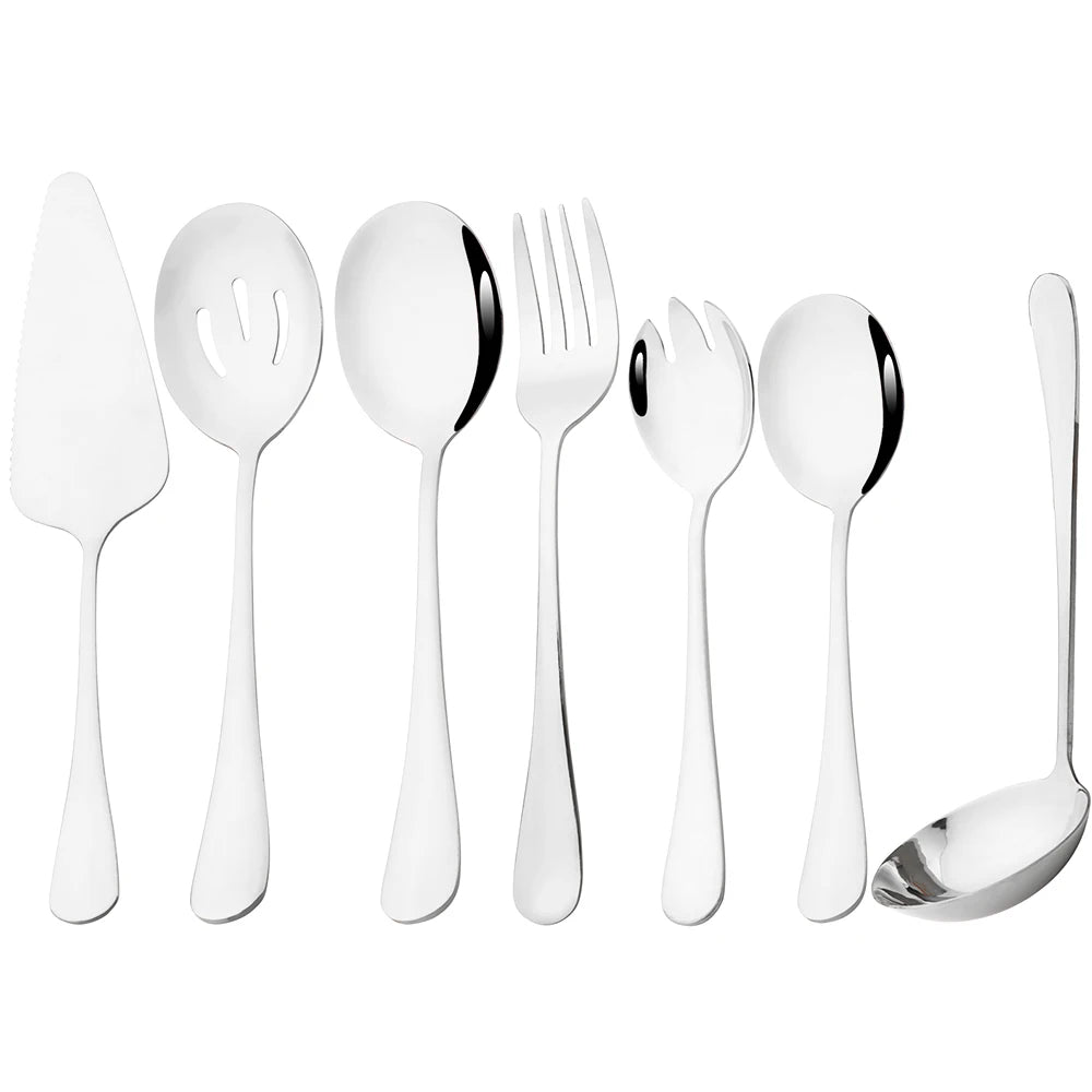 5-Piece Stainless Steel Serving Utensil Set | Buffet Flatware | 7 Colors