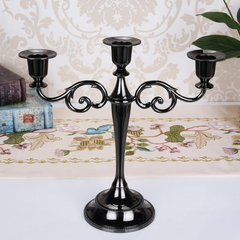 3-Arm Metal Candelabra – Retro Wedding & Home Décor Candlestick Holder