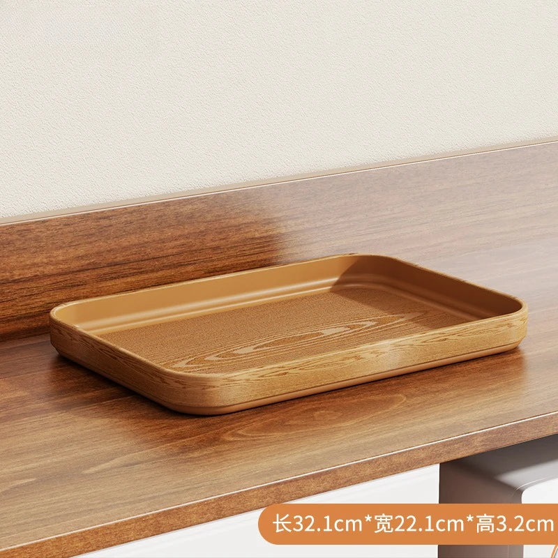 Extra-Thick Wood Grain Rectangular Serving Trays - Multi-Purpose Plates for Home Kitchen, Restaurant & Commercial Catering Use