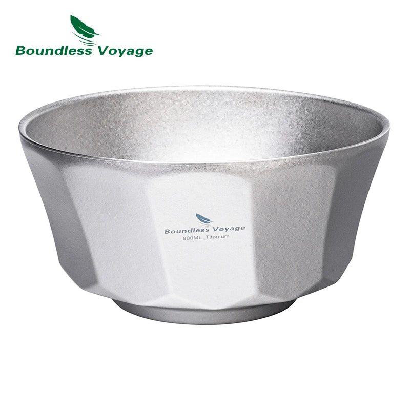 Boundless Voyage Double-layer Titanium Bowl Outdoor Camping Picnic Lightweight Rice Soup Salad Yogurt Large Deep Bowl Silver