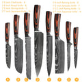 Damascus Pattern Japanese Chef Knife Set – Santoku, Cleaver & Utility (1–10 Pcs)