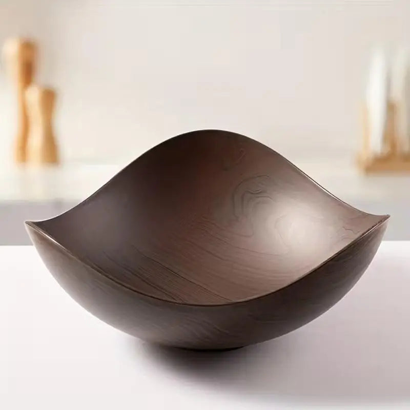 Large Wood Grain Plastic Party Bowl | Salad, Fruit & Candy Serving Bowl for Events
