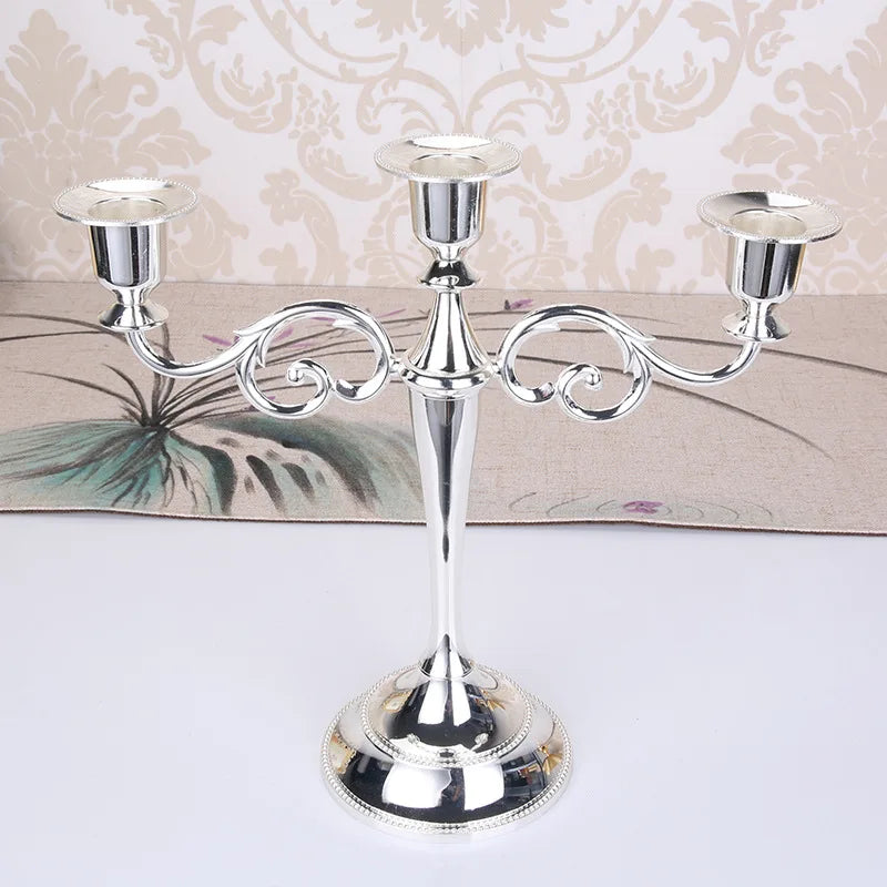 3-Arm Metal Candelabra – Retro Wedding & Home Décor Candlestick Holder