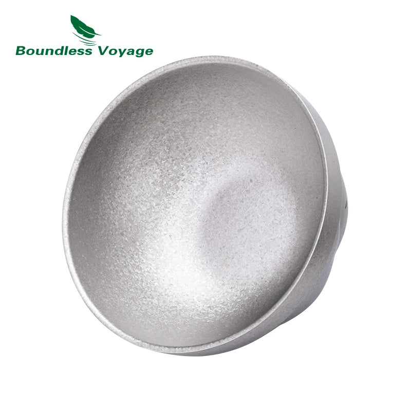Boundless Voyage Double-layer Titanium Bowl Outdoor Camping Picnic Lightweight Rice Soup Salad Yogurt Large Deep Bowl Silver
