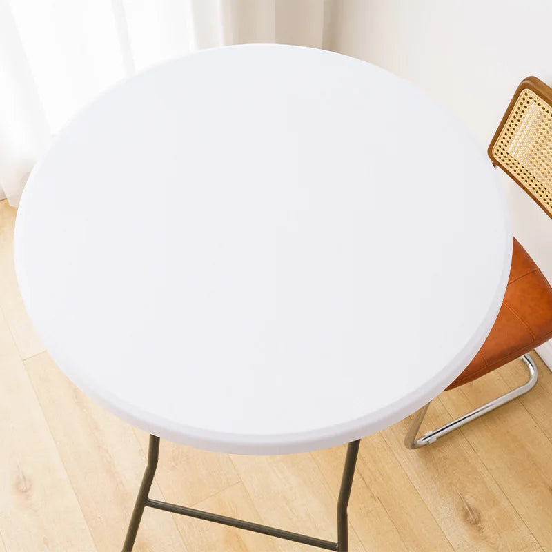 Spandex Stretch Cocktail Table Top Cover Fitted Round Tablecloth Elastic Edge Table Topper Cap for Dining Wedding Party Picnic