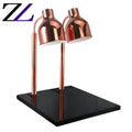 Golden Twin-Head Food Warmer Lamp with Black Marble Base