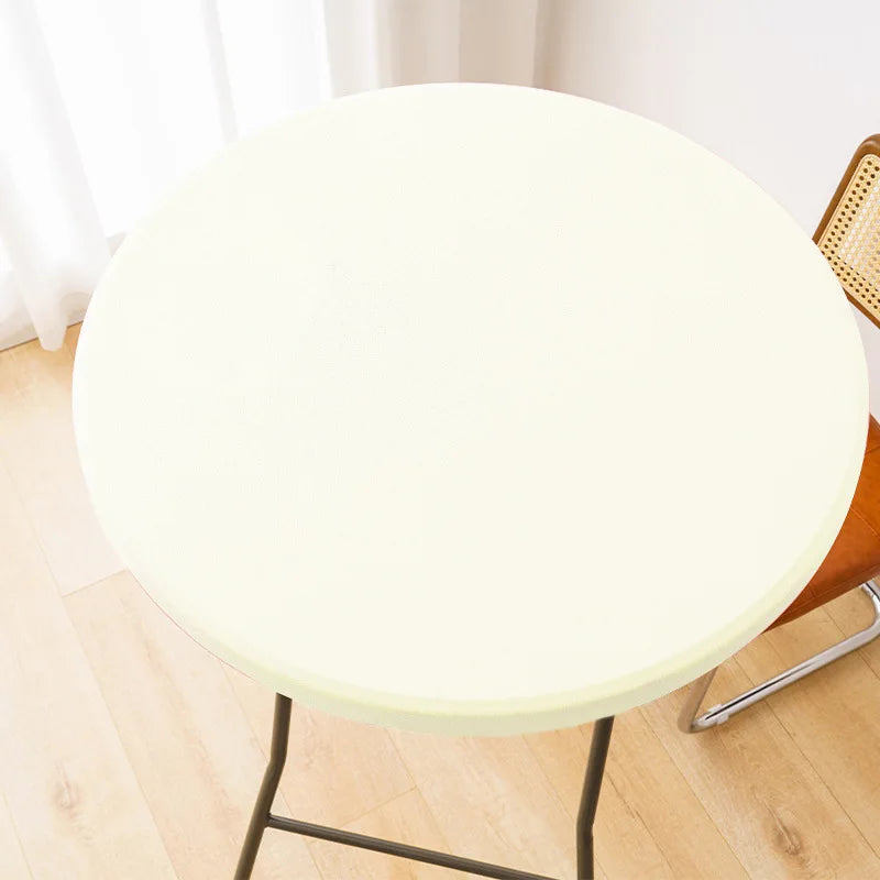 Spandex Stretch Cocktail Table Top Cover Fitted Round Tablecloth Elastic Edge Table Topper Cap for Dining Wedding Party Picnic