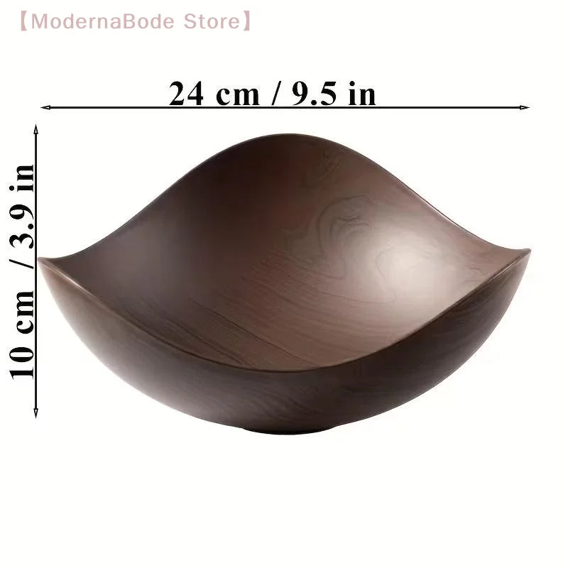 Large Wood Grain Plastic Party Bowl | Salad, Fruit & Candy Serving Bowl for Events