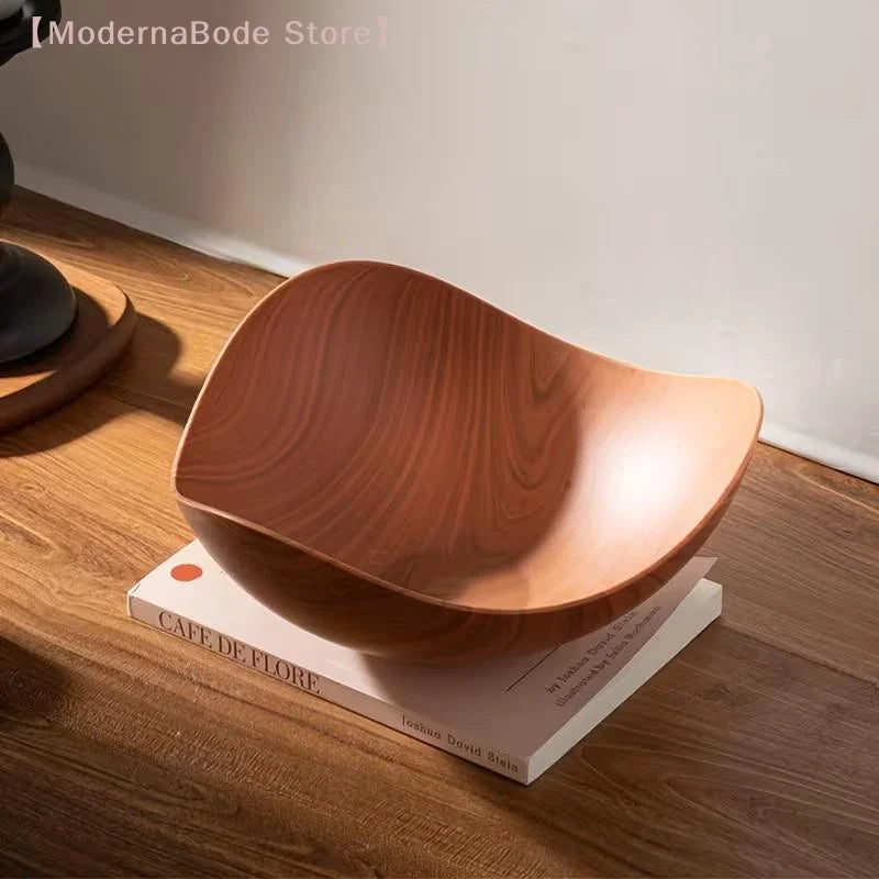 Large Wood Grain Plastic Party Bowl | Salad, Fruit & Candy Serving Bowl for Events