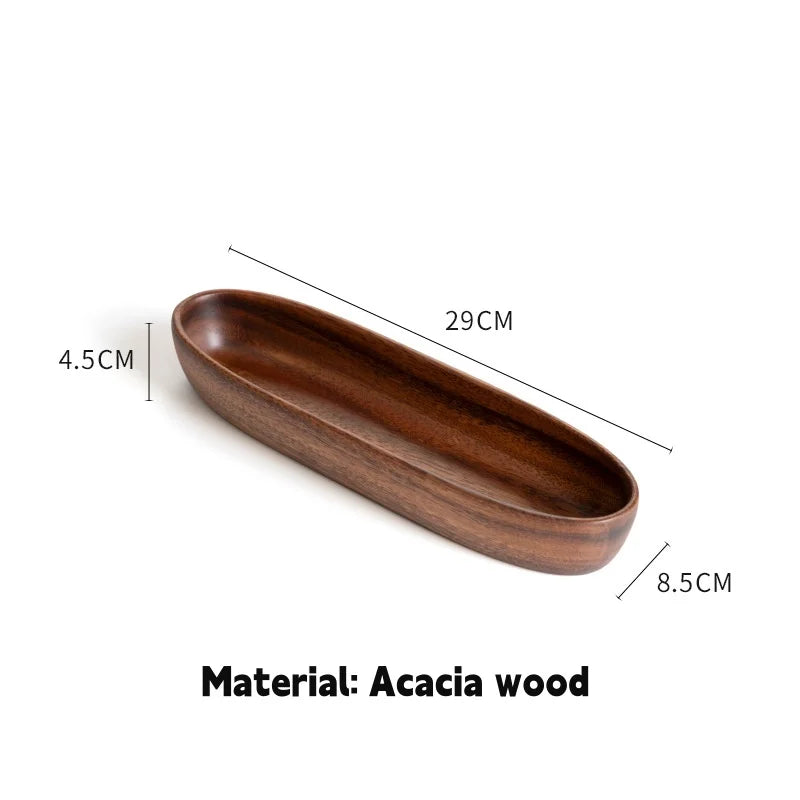Walnut Wood Boat-Shaped Serving Bowl | Salad, Fruit & Bread Tray | 5 Sizes