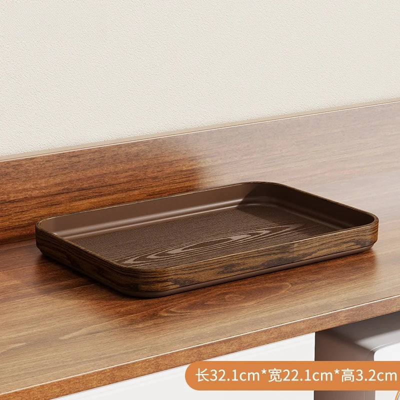 Extra-Thick Wood Grain Rectangular Serving Trays - Multi-Purpose Plates for Home Kitchen, Restaurant & Commercial Catering Use