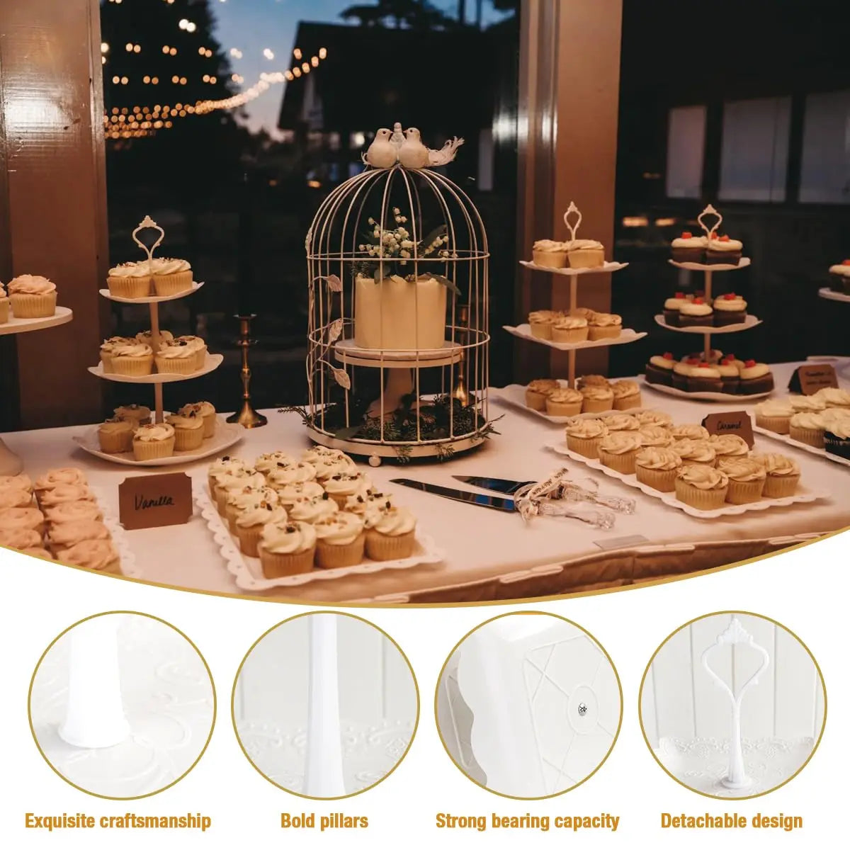 3 Tier Cupcake Stand Plastic Tiered Serving Stand Dessert Tower Tray for Tea Party Baby Shower Wedding Christmas Party