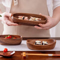 Walnut Wood Boat-Shaped Serving Bowl | Salad, Fruit & Bread Tray | 5 Sizes