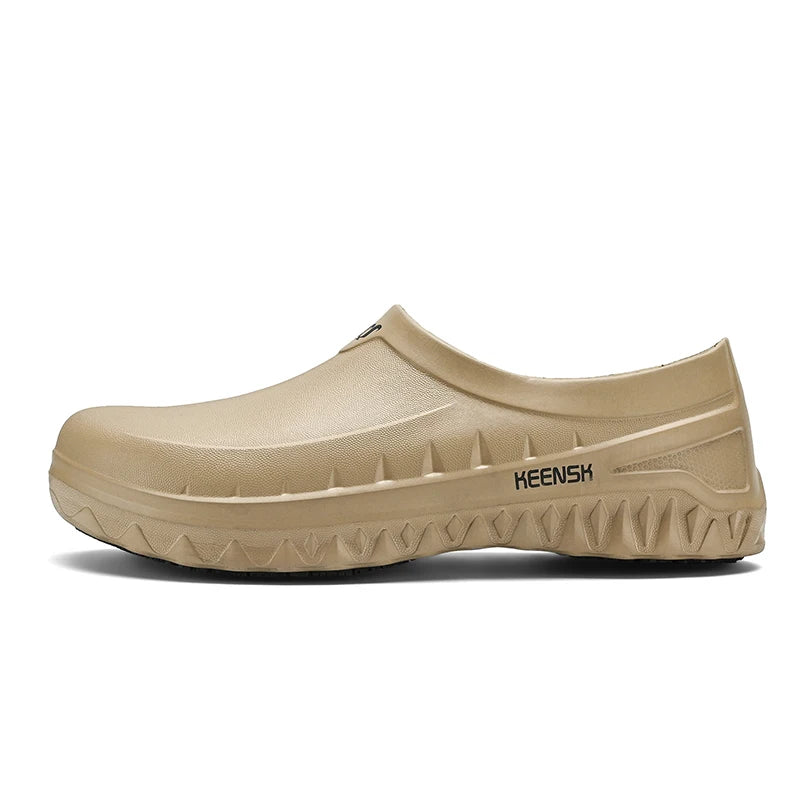 Anti-Skid Chef Shoes For Men Kitchen Working Shoes Garden Shoes Without Holes Soft Rubber Sandals Clogs Waterproof Oil Resistant