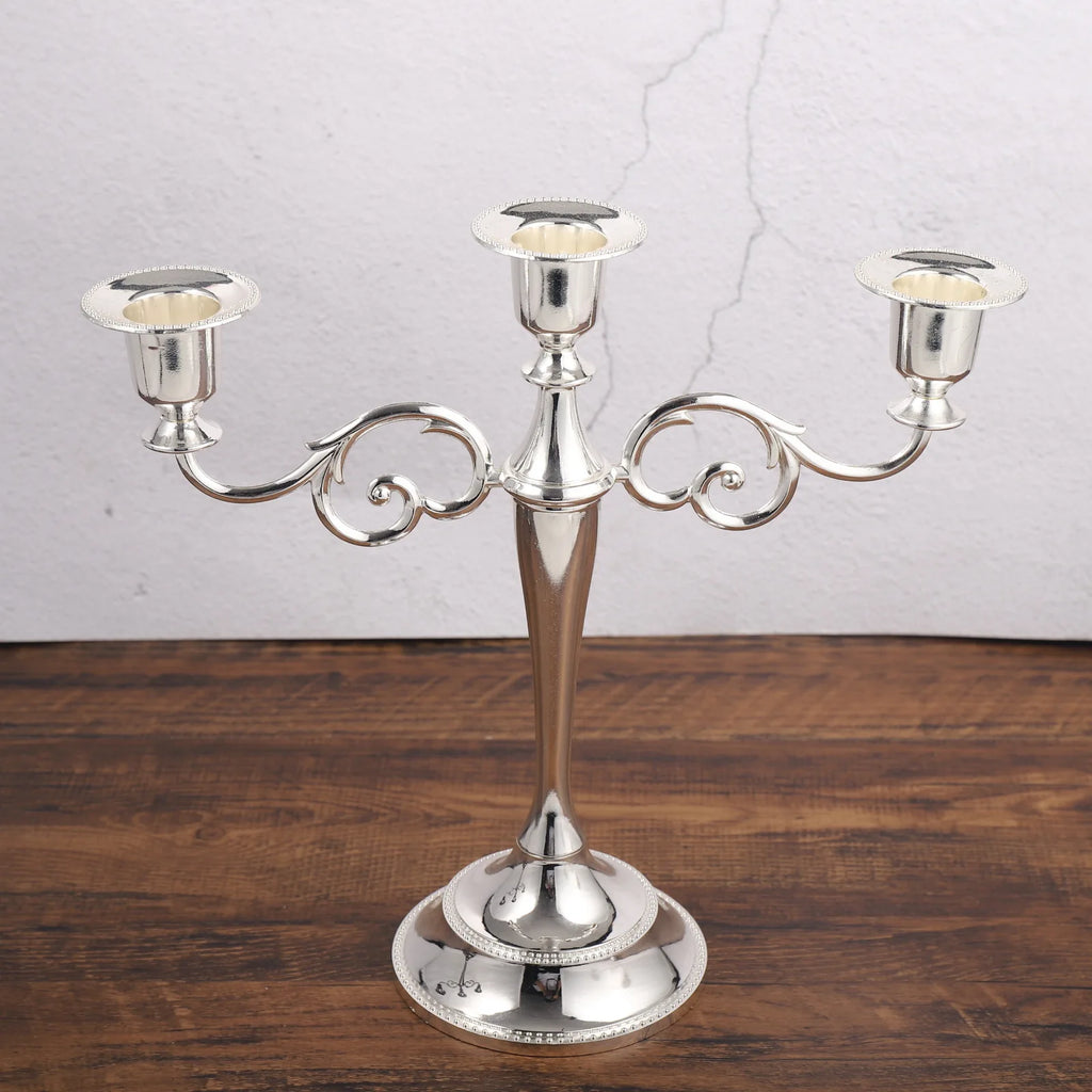3-Arm Metal Candelabra – Retro Wedding & Home Décor Candlestick Holder