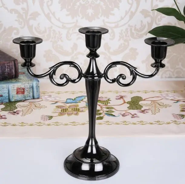 3-Arm Metal Candelabra – Retro Wedding & Home Décor Candlestick Holder