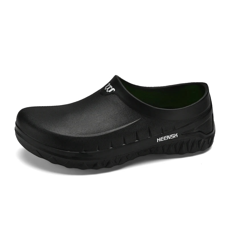 Anti-Skid Chef Shoes For Men Kitchen Working Shoes Garden Shoes Without Holes Soft Rubber Sandals Clogs Waterproof Oil Resistant
