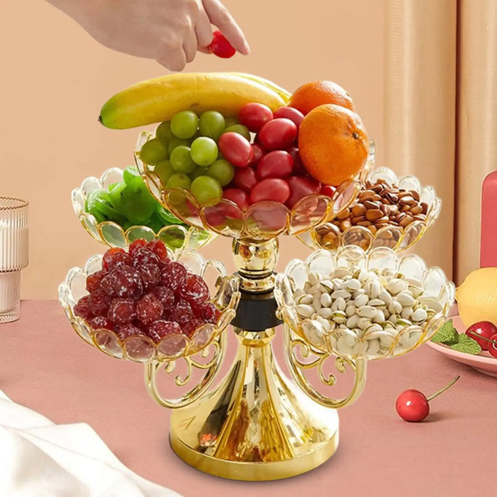 Rotating 5-Compartment Snack & Dried Fruit Serving Tray