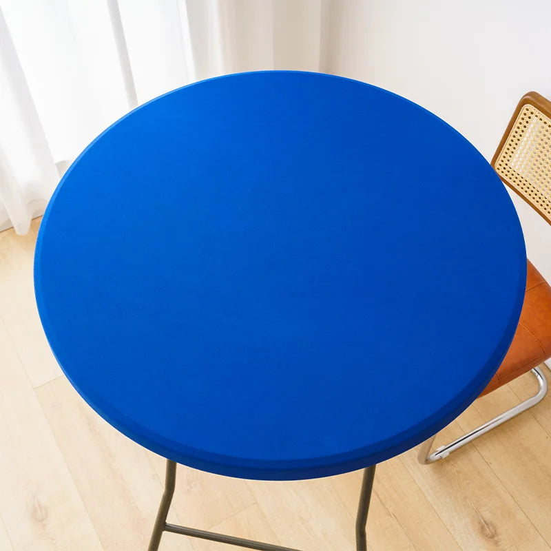 Spandex Stretch Cocktail Table Top Cover Fitted Round Tablecloth Elastic Edge Table Topper Cap for Dining Wedding Party Picnic