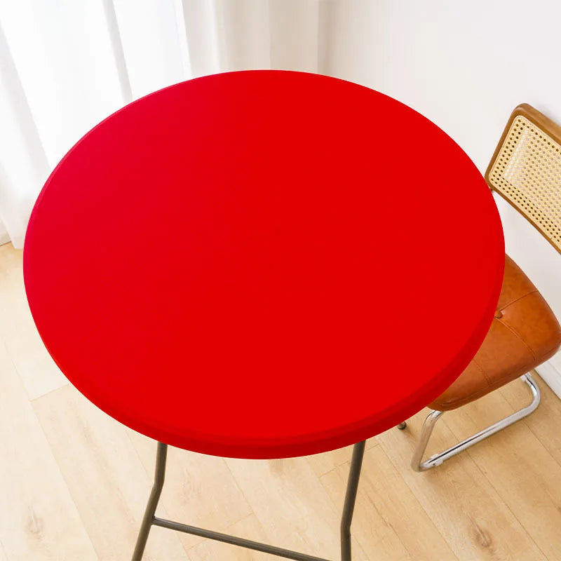 Spandex Stretch Cocktail Table Top Cover Fitted Round Tablecloth Elastic Edge Table Topper Cap for Dining Wedding Party Picnic