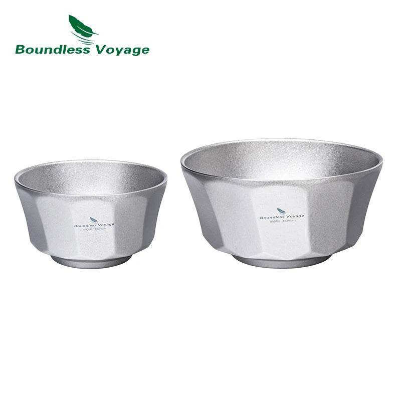 Boundless Voyage Double-layer Titanium Bowl Outdoor Camping Picnic Lightweight Rice Soup Salad Yogurt Large Deep Bowl Silver
