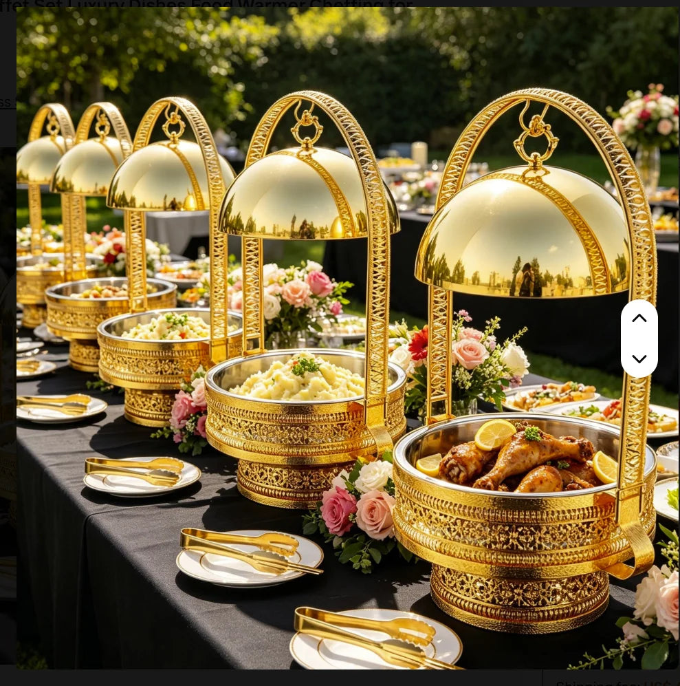 Luxury Gold Basket Round Ball Chafing Dish | 8L Stainless Steel Buffet Food Warmer