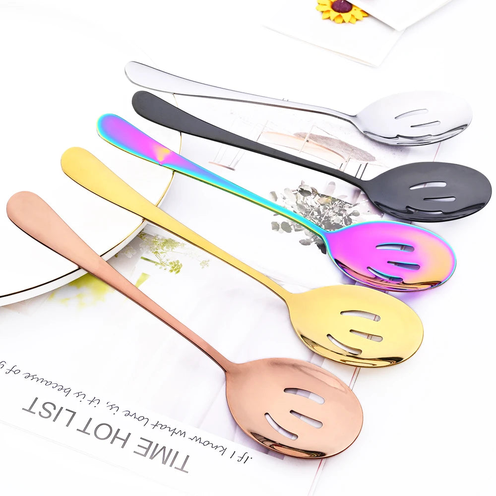5-Piece Stainless Steel Serving Utensil Set | Buffet Flatware | 7 Colors