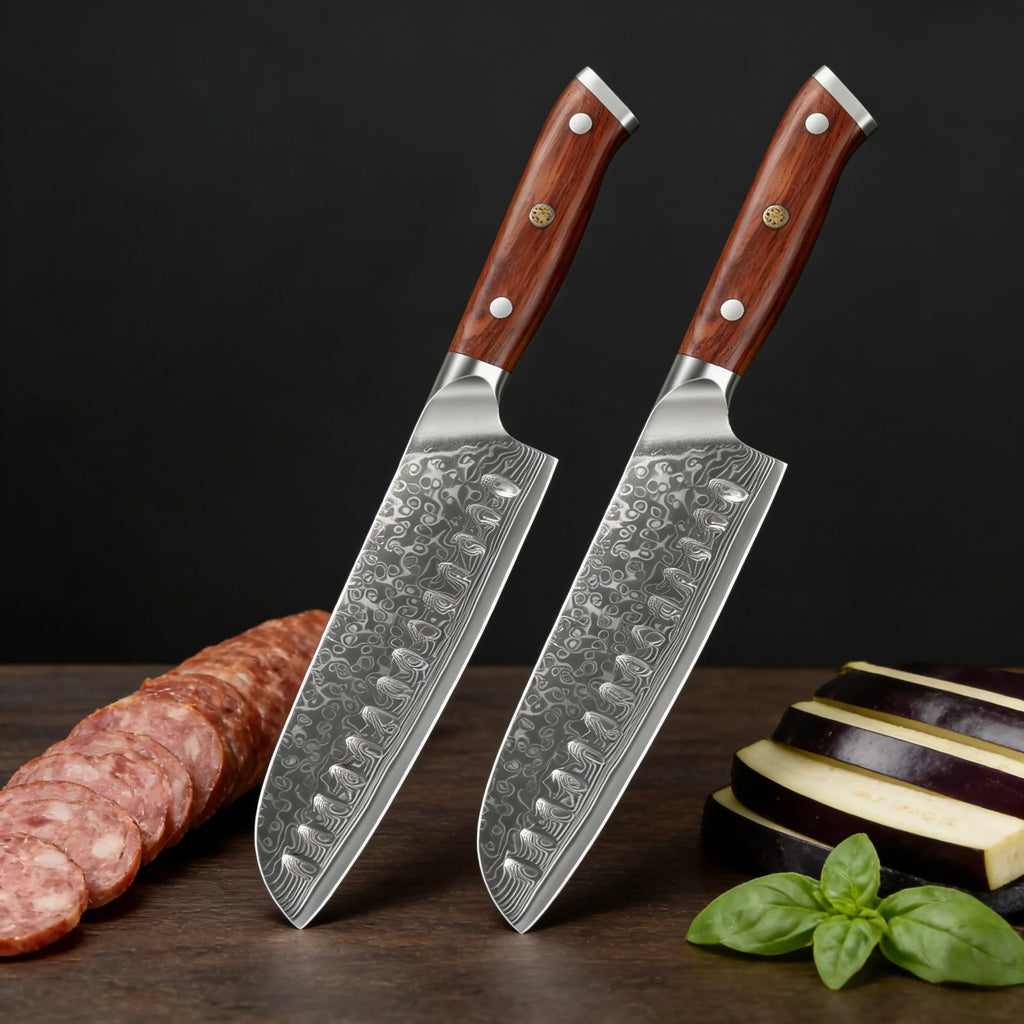 67-Layer Damascus Steel Kitchen Knife Set – Cleaver, Chef & Fruit Knives (1–4 Piece)