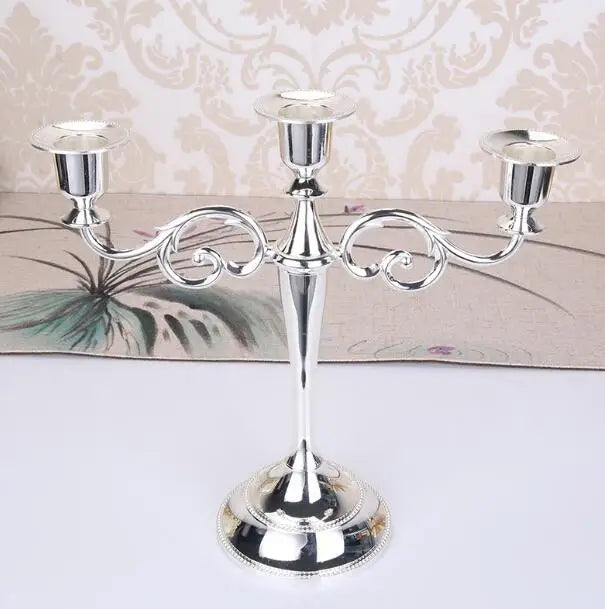 3-Arm Metal Candelabra – Retro Wedding & Home Décor Candlestick Holder