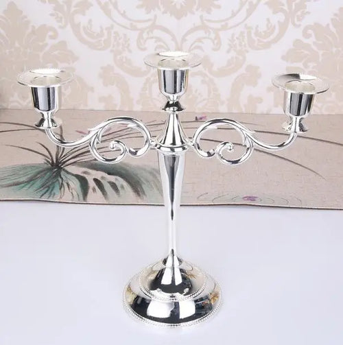 3-Arm Metal Candelabra – Retro Wedding & Home Décor Candlestick Holder