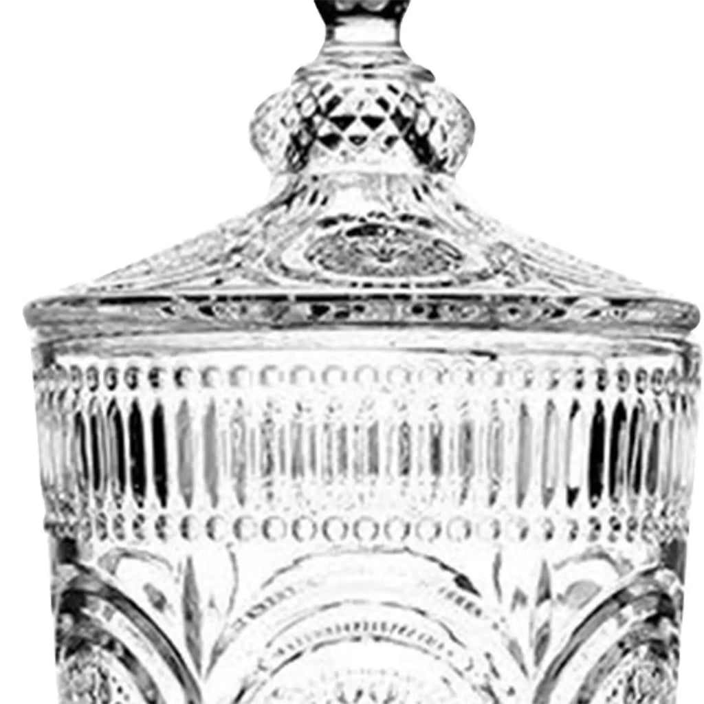 Luxury Relief Glass Pitcher with Lid & Faucet – Iced Tea & Juice Carafe