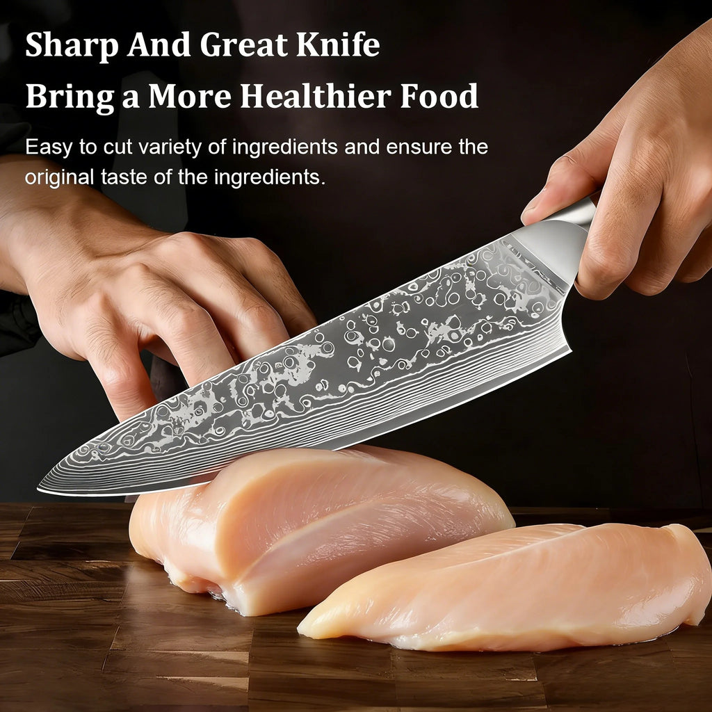 67-Layer Damascus Steel Kitchen Knife Set – Cleaver, Chef & Fruit Knives (1–4 Piece)