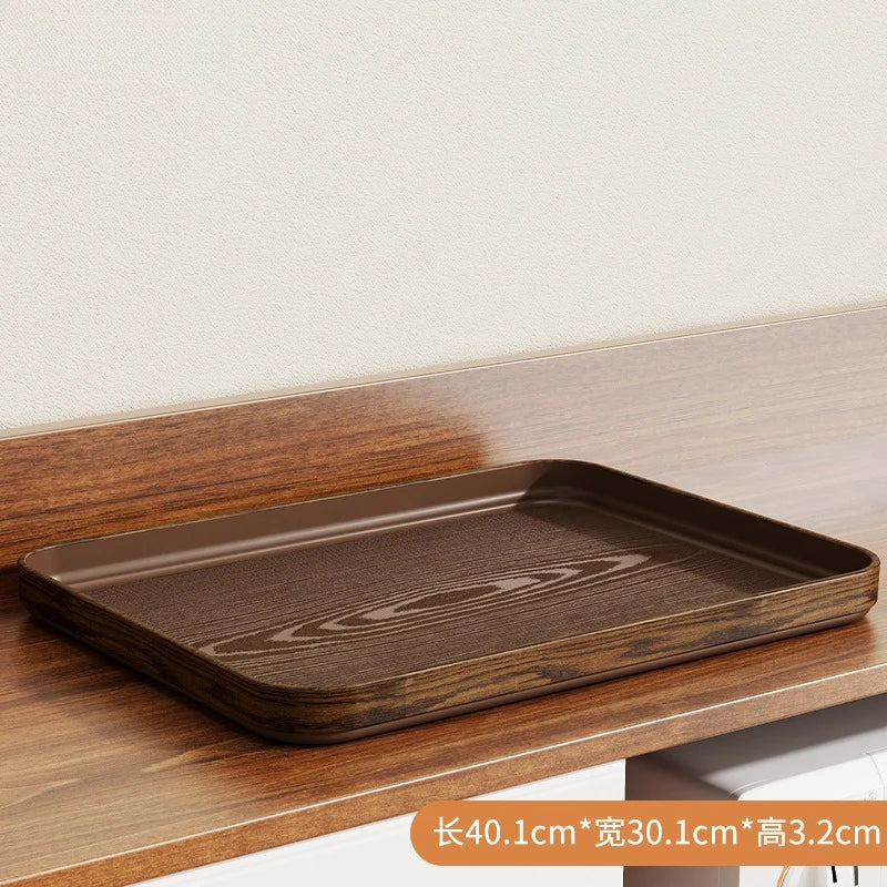 Extra-Thick Wood Grain Rectangular Serving Trays - Multi-Purpose Plates for Home Kitchen, Restaurant & Commercial Catering Use